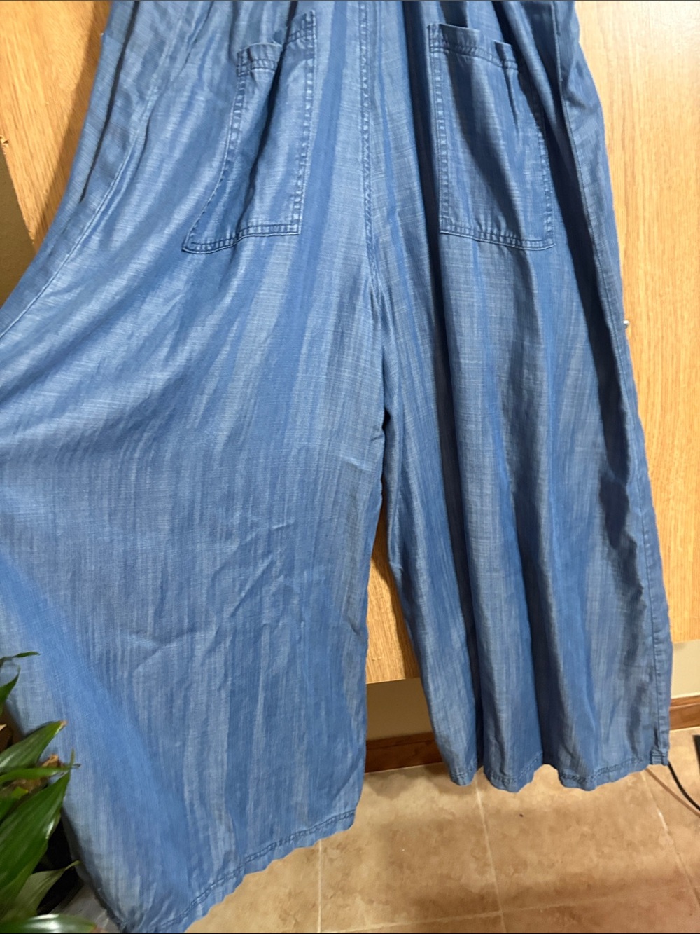 NATURAL LIFE Blue Wide-Leg Chambray Jumpsuit - Picture 11 of 13